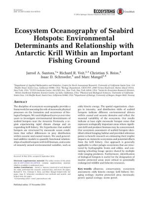 Ecosystem Oceanography of Seabird Hotspots: Environmental Determinants and Relationship with Antarctic Krill Within an Important Fishing Ground