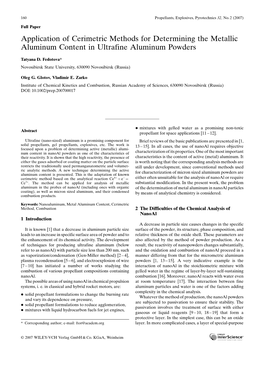 Application of Cerimetric Methods for Determining the Metallic Aluminum Content in Ultrafine Aluminum Powders