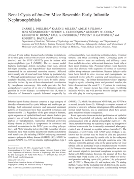 Renal Cysts of Inv/Inv Mice Resemble Early Infantile Nephronophthisis