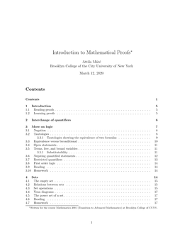 Introduction to Mathematical Proofs∗