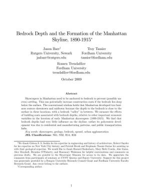 Bedrock Depth and the Formation of the Manhattan Skyline, 1890-1915∗