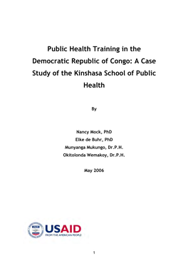 Public Health Training in the Democratic Republic of Congo: a Case Study of the Kinshasa School of Public Health