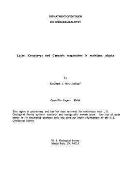 Latest Cretaceous and Cenozoic Magmatism in Mainland Alaska
