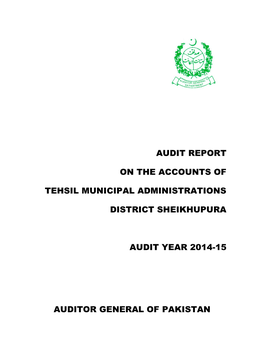 Audit Report on the Accounts of Tehsil Municipal Administrations District