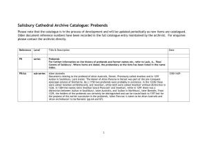 Salisbury Cathedral Archive Catalogue: Prebends