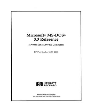 Microsoft® MS-DOS® 3.3 Reference