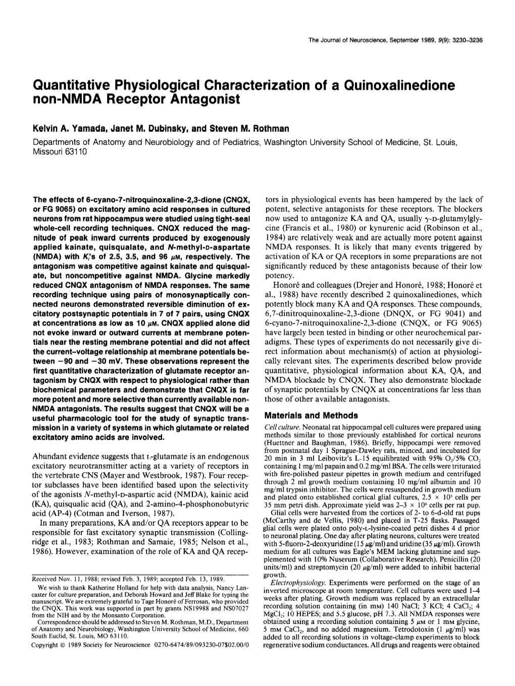 Quantitative Physiological Characterization of a Quinoxalinedione Non-NMDA Receptor Antagonist