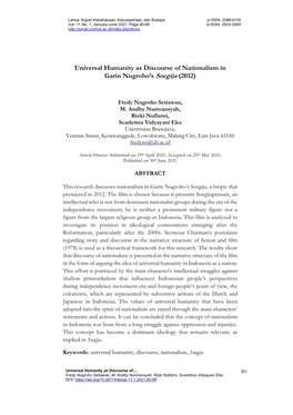 Universal Humanity As Discourse of Nationalism in Garin Nugroho's