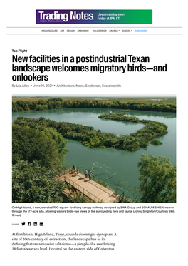 New Facilities in a Post-Industrial Texas Landscape Welcomes