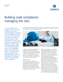 Building Code Compliance: Managing the Risks