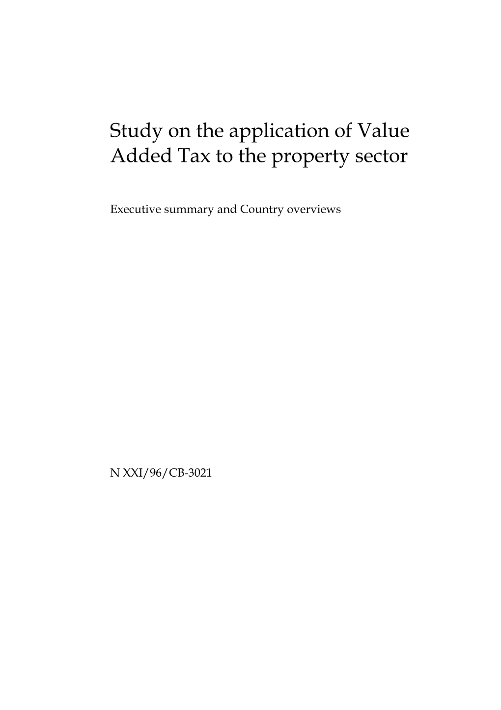 Study on the Application of Value Added Tax to the Property Sector