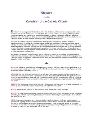 Glossary Catechism of the Catholic Church