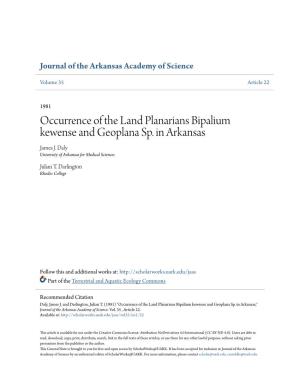 Occurrence of the Land Planarians Bipalium Kewense and Geoplana Sp