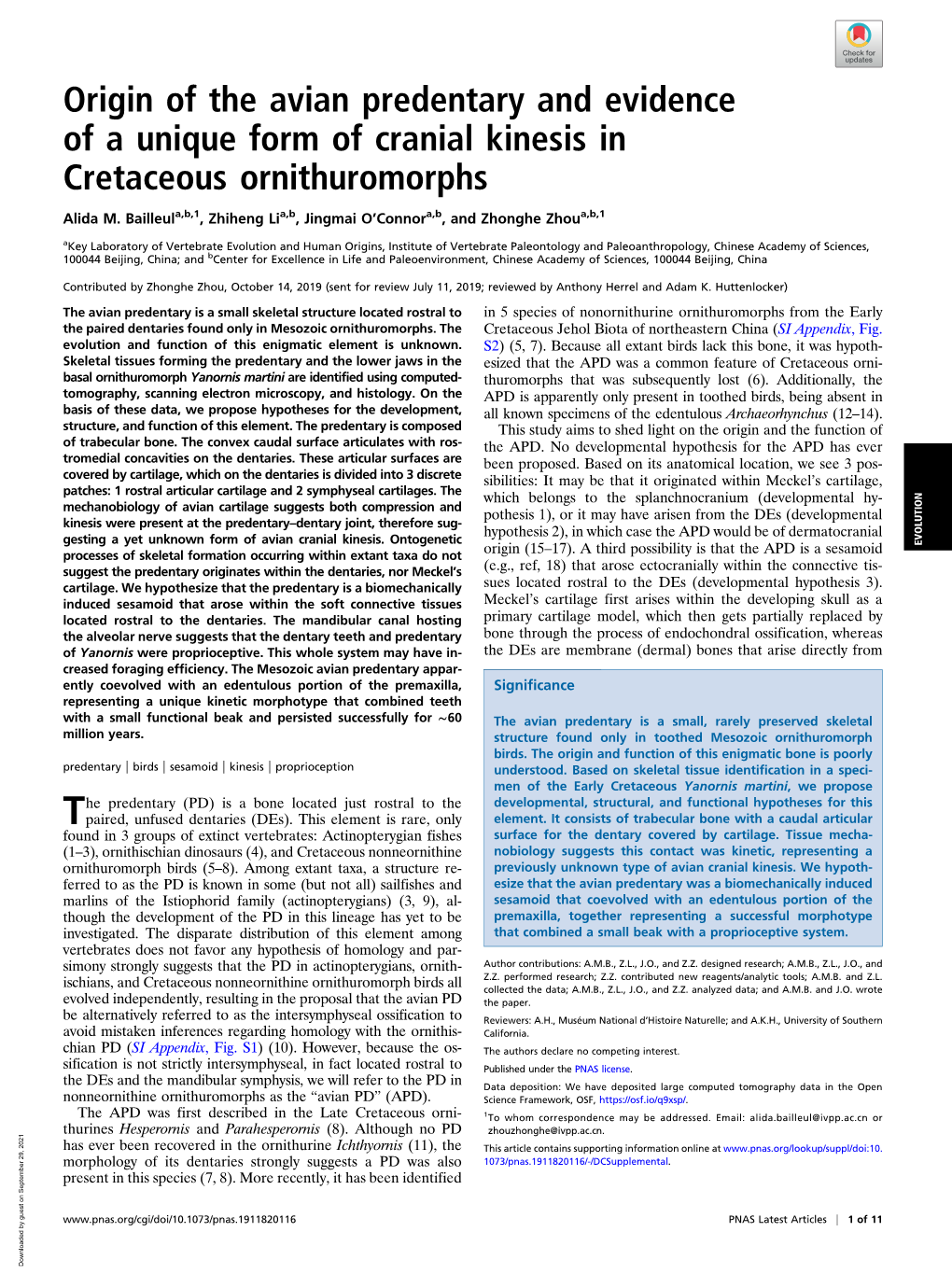 Origin of the Avian Predentary and Evidence of a Unique Form of Cranial Kinesis in Cretaceous Ornithuromorphs