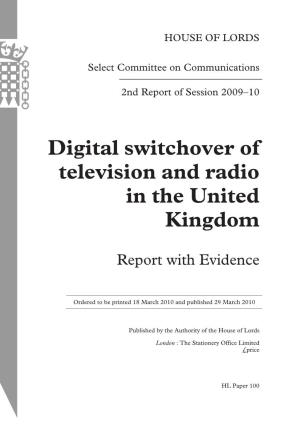 Digital Switchover of Television and Radio in the United Kingdom