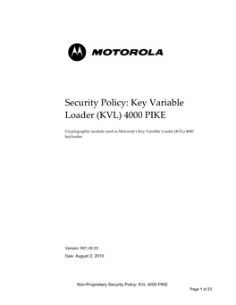 Security Policy: Key Variable Loader (KVL) 4000 PIKE