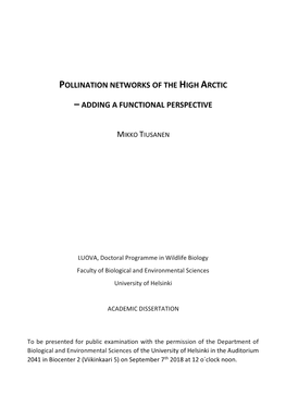 Pollination Networks of the High Arctic