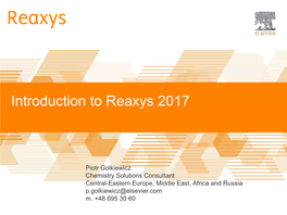 Introduction to Reaxys 2017