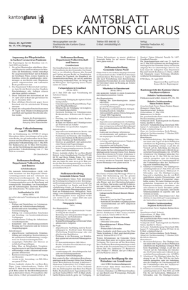Amtsblatt Des Kantons Glarus