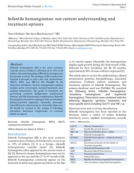 Infantile Hemangiomas: Our Current Understanding and Treatment Options