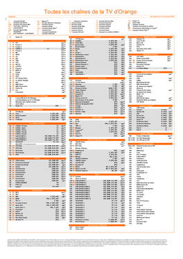 Toutes Les Chaînes De La TV D'orange Légende 08 Octobre Au 18 Novembre 2020