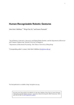 Human Recognizable Robotic Gestures Arxiv V1
