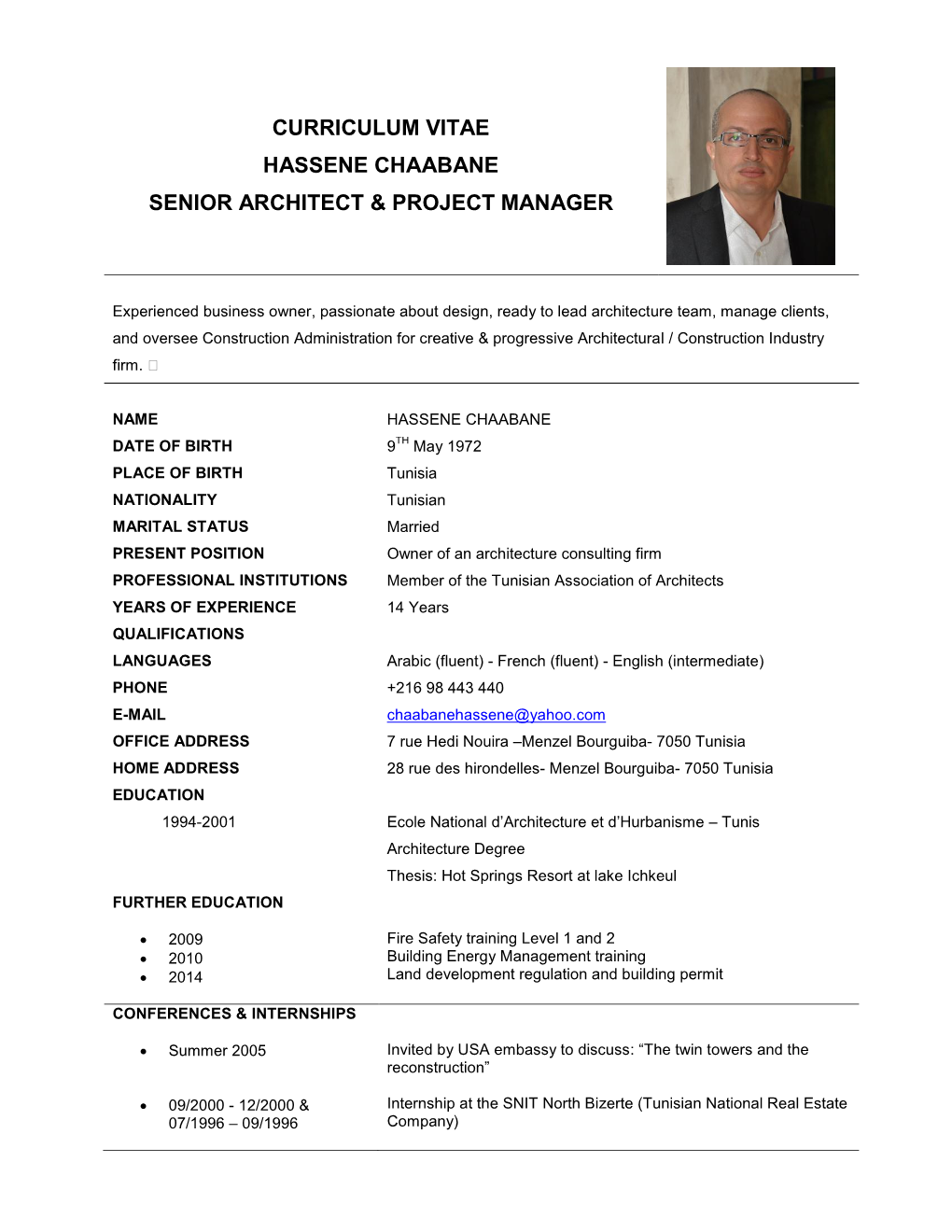 Curriculum Vitae Hassene Chaabane