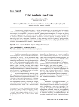 Fetal Warfarin Syndrome