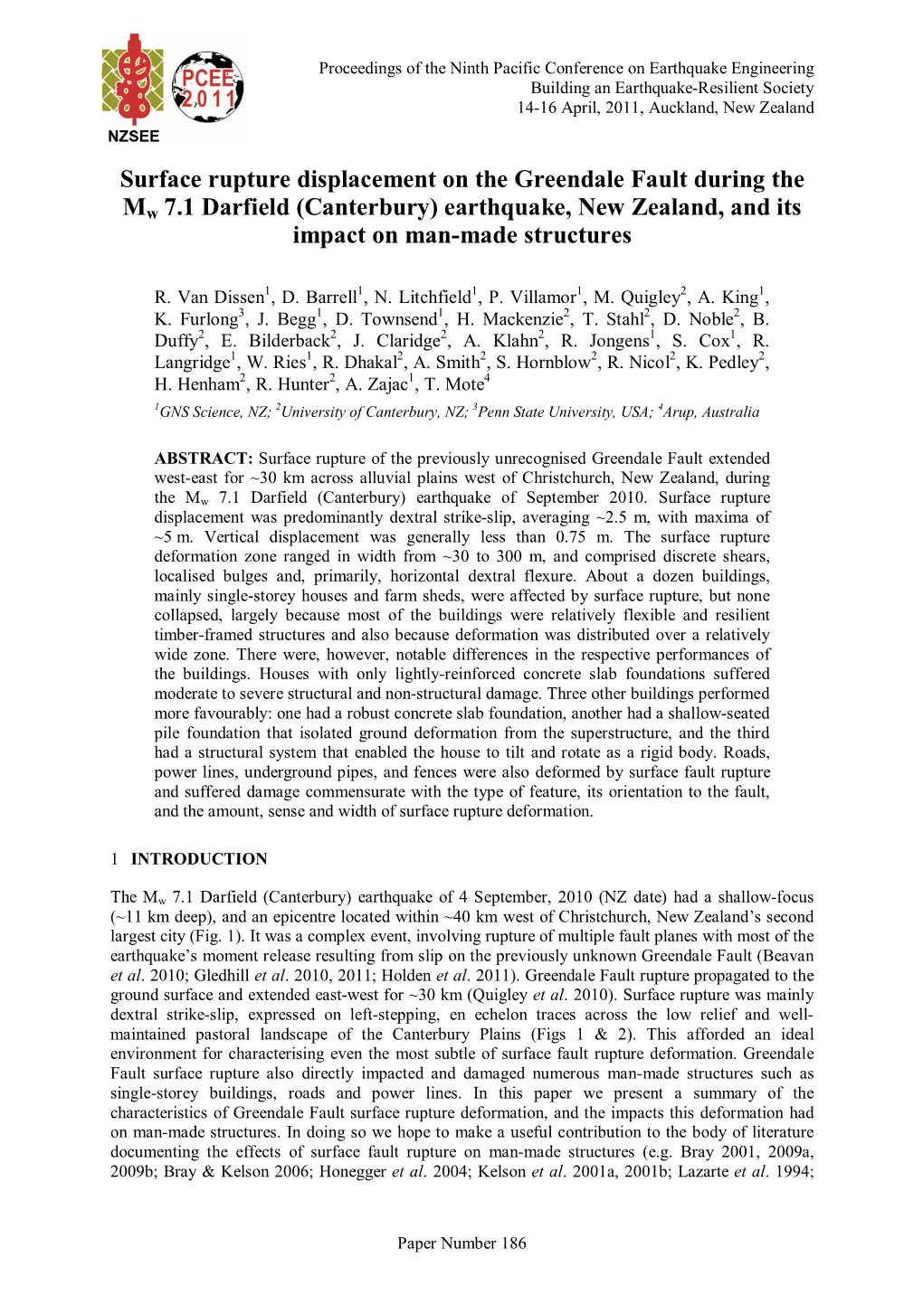 Surface Rupture Displacement on the Greendale Fault During the Mw 7.1 Darfield (Canterbury) Earthquake, New Zealand, and Its Impact on Man-Made Structures