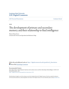 The Development of Primary and Secondary Memory and Their