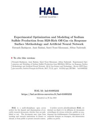 Experimental Optimization and Modeling of Sodium Sulfide