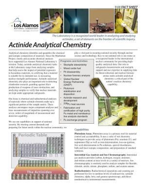 Actinide Analytical Chemistry