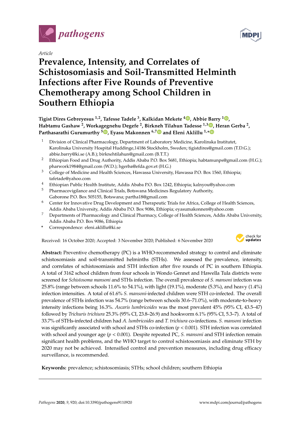 Prevalence, Intensity, And Correlates Of Schistosomiasis And Soil ...