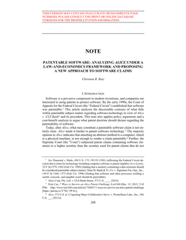 Patentable Software: Analyzing Alice Under a Law-And-Economics Framework and Proposing a New Approach to Software Claims