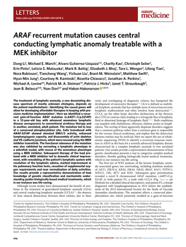 ARAF Recurrent Mutation Causes Central Conducting Lymphatic Anomaly Treatable with a MEK Inhibitor