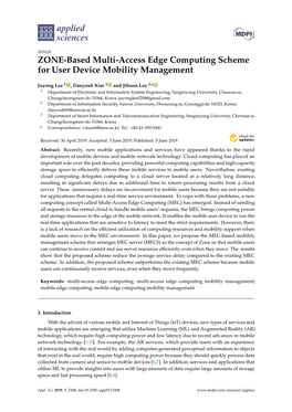 ZONE-Based Multi-Access Edge Computing Scheme for User Device Mobility Management