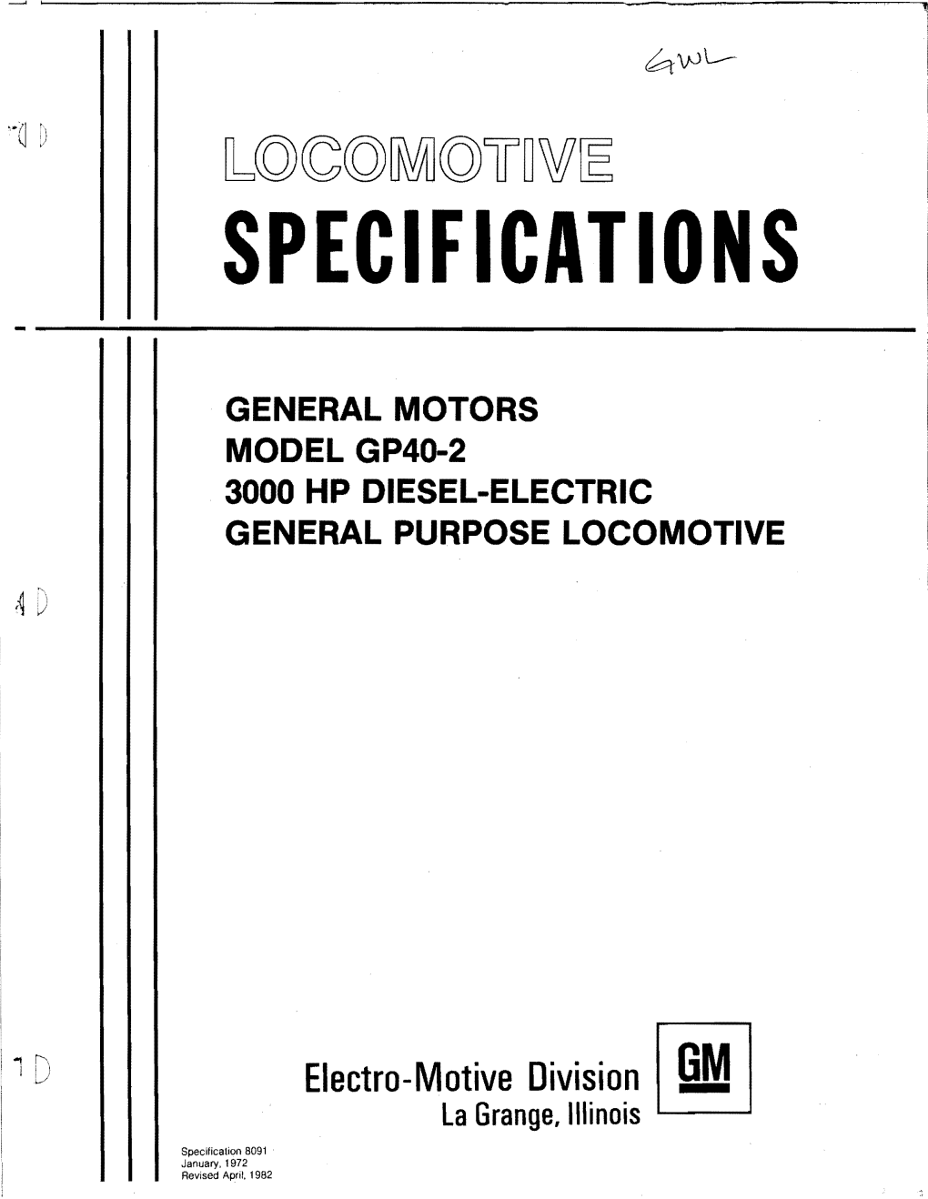 EMD Locomotive Specification Book GP40-2