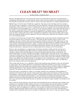 CLEAN MEAT? NO MEAT? by Kassy Kemp, Contributing Editor