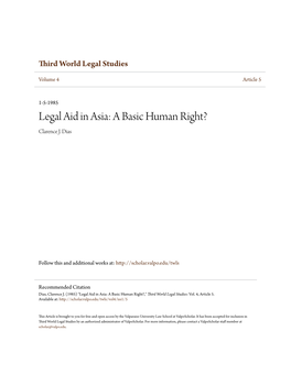 Legal Aid in Asia: a Basic Human Right? Clarence J