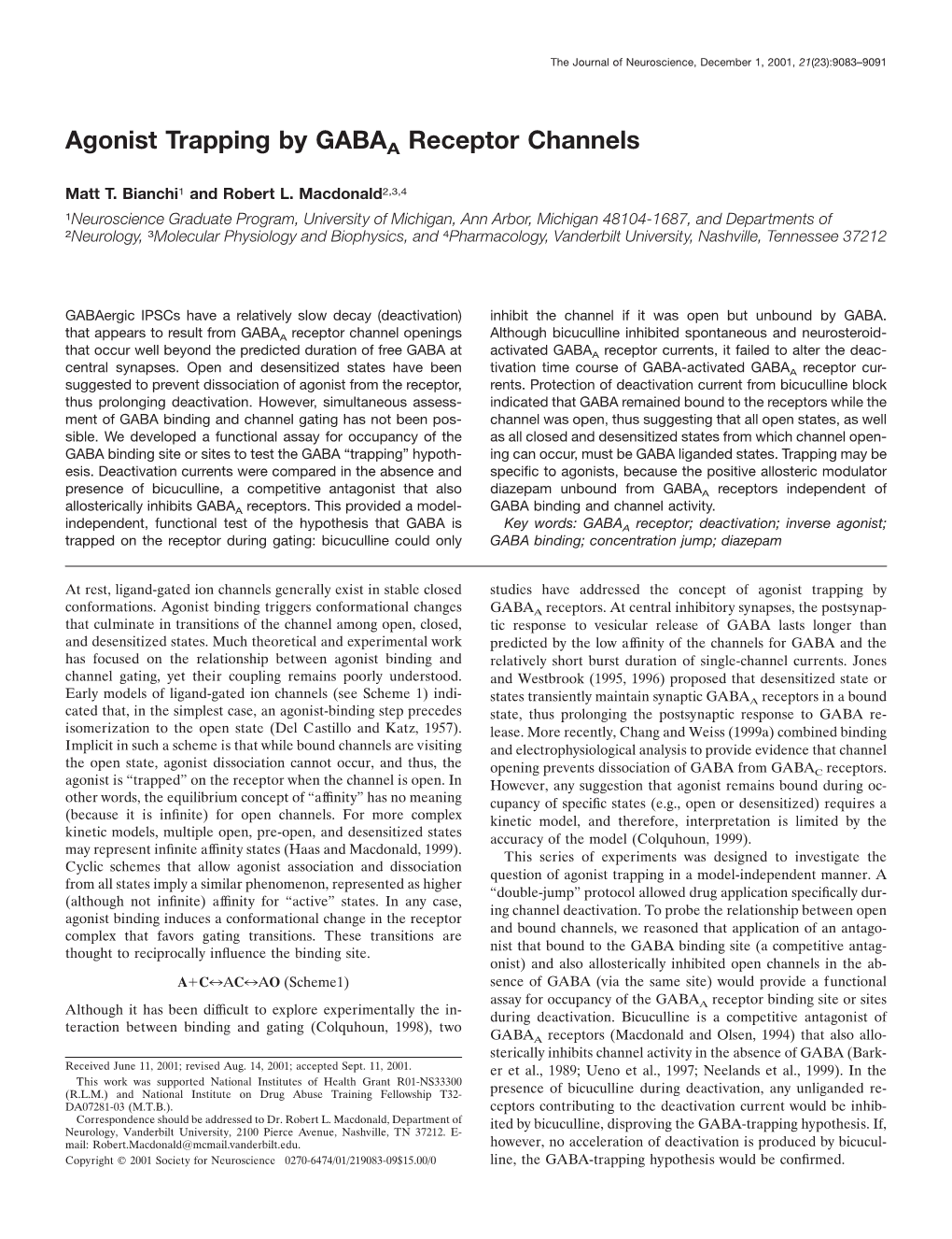 Agonist Trapping by GABAA Receptor Channels