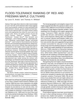 FLOOD-TOLERANCE RANKING of RED and FREEMAN MAPLE CULTIVARS by Louis B