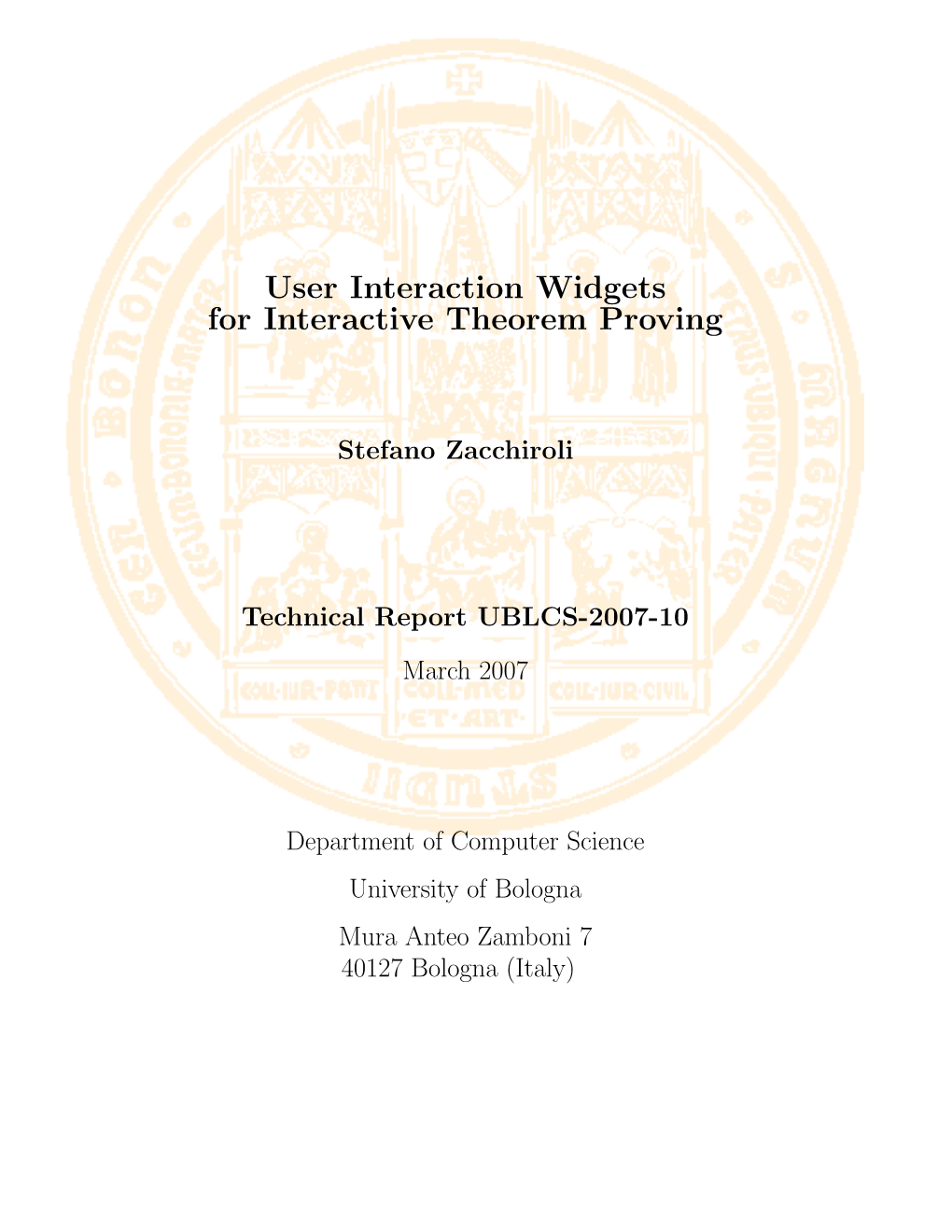 User Interaction Widgets for Interactive Theorem Proving