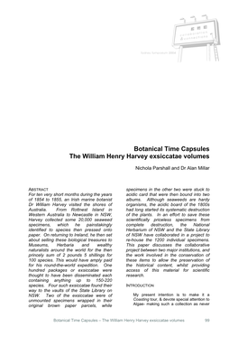 Botanical Time Capsules the W Illiam Henry Harvey Exsiccatae Volumes