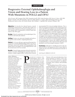 Progressive External Ophthalmoplegia and Vision and Hearing Loss in a Patient with Mutations in POLG2 and OPA1