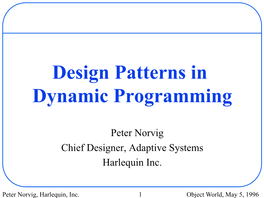 Design Patterns in Dynamic Programming