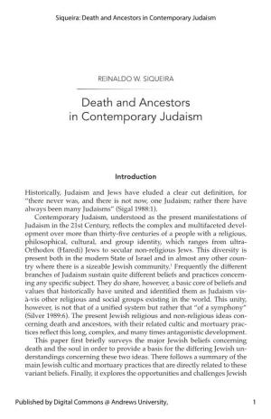 Death and Ancestors in Contemporary Judaism