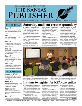 Publisher Official Monthly Publication of the Kansas Press Association March 13, 2013