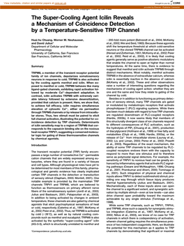 The Super-Cooling Agent Icilin Reveals a Mechanism Of