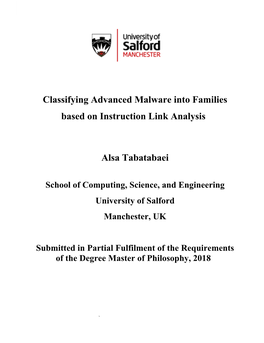 Classifying Advanced Malware Into Families Based on Instruction Link Analysis Alsa Tabatabaei