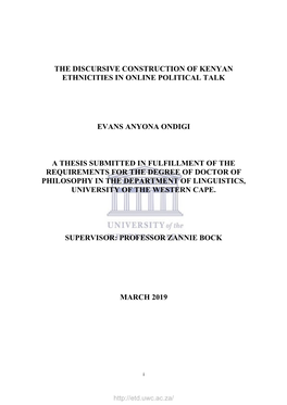 The Discursive Construction of Kenyan Ethnicities in Online Political Talk